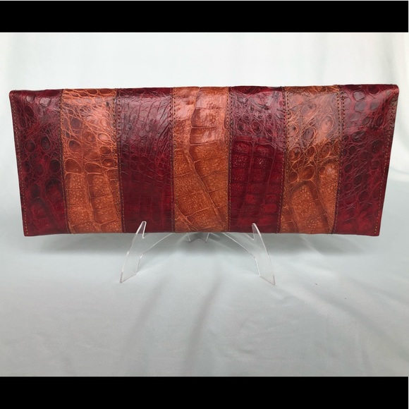 Real exotic leather clutch with crystal brooch - Picture 4 of 4